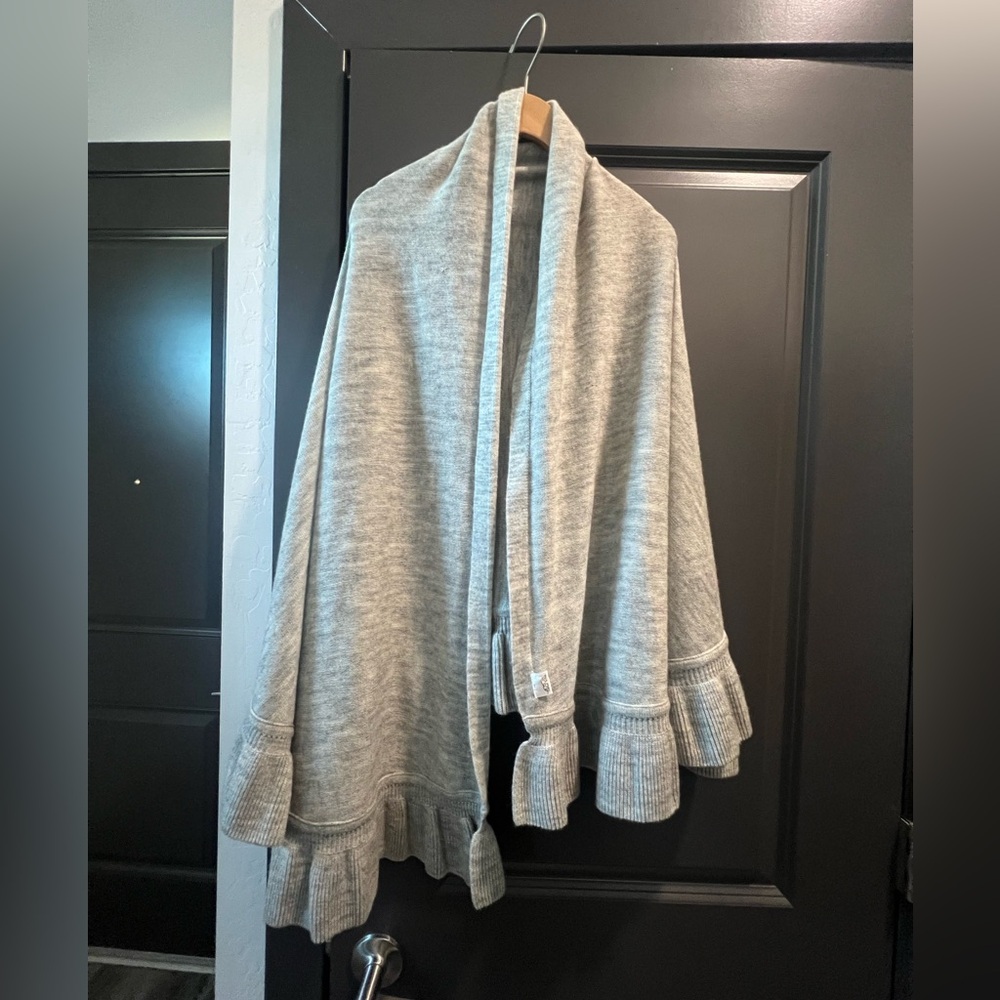 Wool blend ruffle wrap shawl